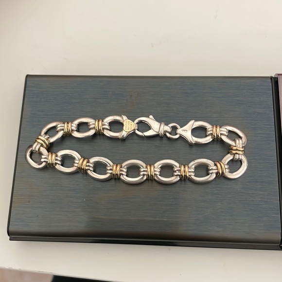Sterling silver and 14 k gold unisex bracelet - Picture 1 of 6